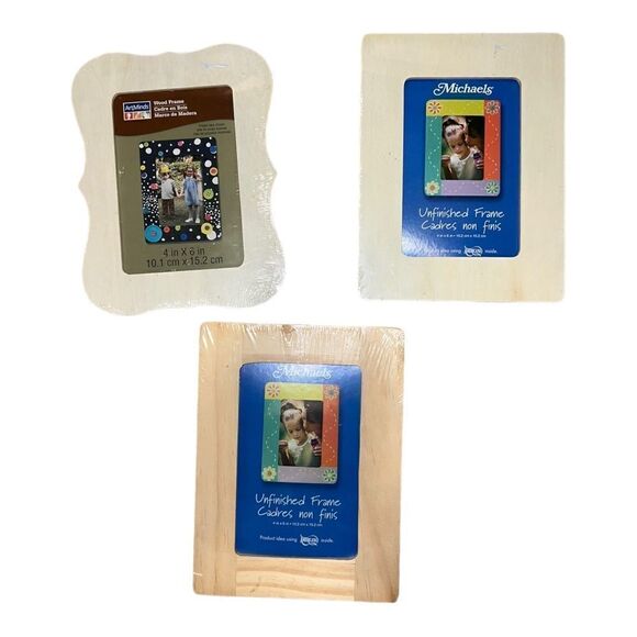 Michaels Set of Three Unfinished Picture Frames for 4" x 6" Photos New - Picture 1 of 7